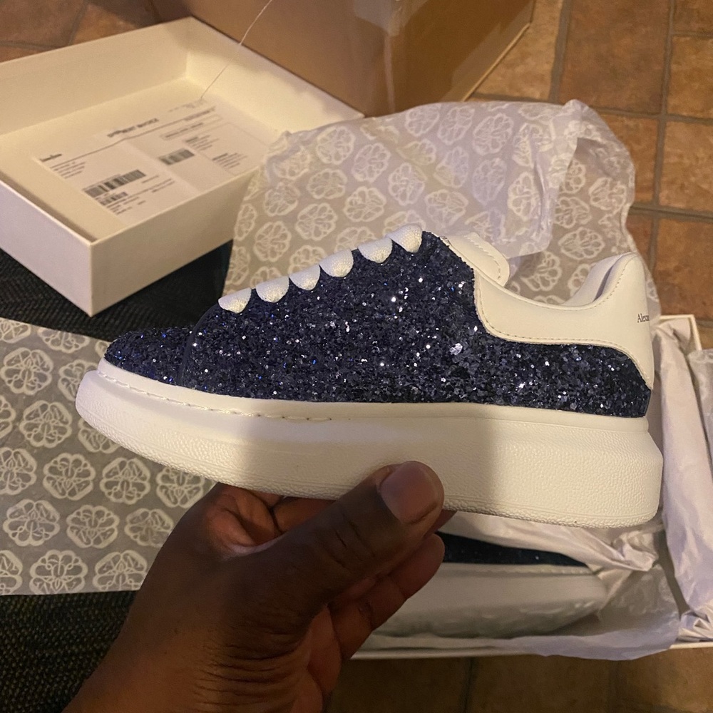 Kids sz13 Alexander McQueen crystal blue and white BRAND NEW!!
